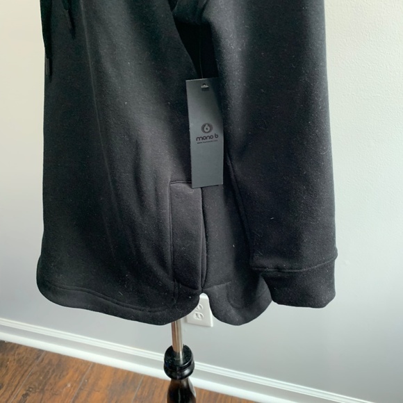 Mono B Pullover Sweatshirt Black  Women’s Med cowl neck drawstring fleece lined - Picture 9 of 16